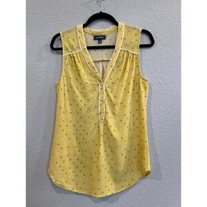 #688 Modcloth Womens Sleeveless Button Top Yellow Polkadots Medium